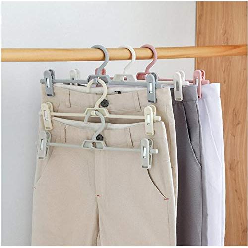 10pcs Random Color Hangers Mens Womens Kid Plastic Hook Trousers Rack Clip Stand Clothes Hanger Pants Skirt Adjustable Pinch Grip Cabide