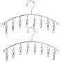 Stainless Steel Laundry Drying Rack 2 Pack 4.0 mm Clothes Hanger with 8 Clips For Drying Socks, Baby Clothes, Cloth Diapers, Bras, Towel, Underwear, Hat, Scarf, Pants, Gloves