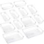 Kootek Desk Drawer Organizer Trays with 3-Size Drawer Dividers 12 Organizers Bins Customize Layout Storage Boxes for Bedroom Dresser Bathroom Kitchen Office (2 Sets)