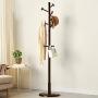 Angels home Coat Stand Solid Wood Coat Hat Umbrella Floor Standing Rack Clothes Rack Hat Coat Rack Floor Hanger Hall Clothes Tree Floor Hanger (Color : Brown)