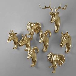 UKURO Animal Head Hook Statue Resin Crafts Key/Cap/Clothes Claw Hanger 3D Animals Figurines Home Mural Decoration