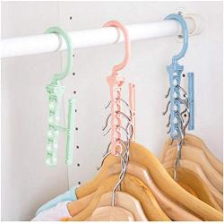 Plastic 5 Circle Multilayer Windproof Clothes Hanger 10pcs Color Random Storage Racks Buckle Hanger Anti-Slip Home