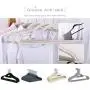 10pcs Random Color Clothing Storage Non-Slip Ultra-Thin 360 Degree Swivel Flocked Adult Clothes Hangers with Tie Bar Notched Shoulders