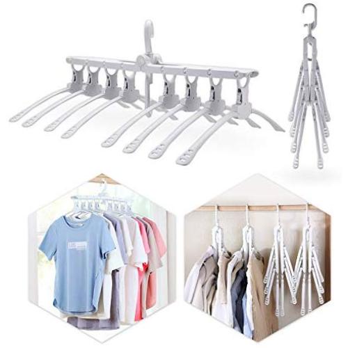 Haphome Hangers Space Saving Non-Slip Multi-Function Magical Suit (1-Pack) Ultra Thin Space Saving 360 Degree Swivel Hook Strong Durable Clothes Hangers Hold Up-to 30 Lbs (White, 8)