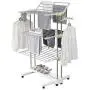 3 Tier Clothes Airer - Stainless Steel Drying Rack Fold-able Rolling Clothes Laundry Dryer Hanger Shoe Rack Adjustable Dry Rail Hanger with Wings and Portable Top Bar 3 Tier Clothes Airer - Stainless Steel Drying Rack Fold-able Rolling Clothes Laundry Dryer Hanger Shoe Rack Adjustable Dry Rail Hanger with Wings and Portable Top Bar