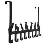 FRTWEY Over The Door Hook Hanger Organizer Rack, Heavy Duty Cat Storage for Hanging Clothes, Towels, Coat, Purse, 8 - Hooks (Black, Cats)