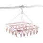 w5bhj88 Laundry Hanger Drying Rack - Foldable Clip and Drip Hanger with 32 Clips for Socks, Baby Clothes, Cloth Diapers, Bras, Towel, Underwear, Hat, Scarf, Pants, Gloves (Pink)