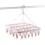w5bhj88 Laundry Hanger Drying Rack - Foldable Clip and Drip Hanger with 32 Clips for Socks, Baby Clothes, Cloth Diapers, Bras, Towel, Underwear, Hat, Scarf, Pants, Gloves (Pink)