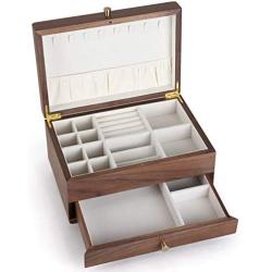 CHOSIN Walnut Wooden Jewelry Boxes Jewels Armoire Jewelry Storage Case Organizer Boxes Collects Ring Necklace Earring Watch Bracelet Ear Stud Souvenir