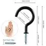 50-Pack Cup Hooks, 1-1/4inch Vinyl Coated Screw-in Ceiling Hooks Hanger for String Lights Curtains Ropes Chains Mugs Indoor and Outdoor Use, Black 50-Pack Cup Hooks, 1-1/4inch Vinyl Coated Screw-in Ceiling Hooks Hanger for String Lights Curtains Ropes Chains Mugs Indoor and Outdoor Use, Black