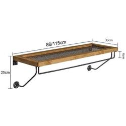 Industrial Shelf Unit with Clothing Bar,Iron and Wood Clothing Display Rack,Hanger Clothes Hanger Shelf (Size : 86x30x25cm)