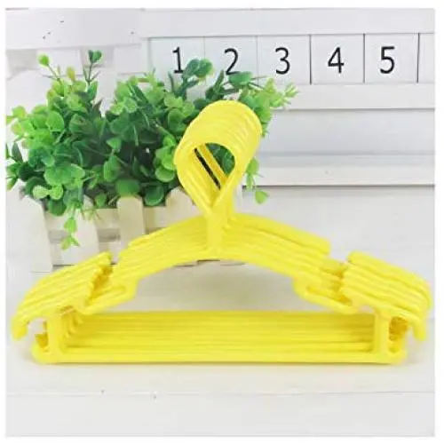 QKKstore Colorful Portable Clothes Hanger Kids Children Toddler Baby Clothes Coat Plastic Hangers Drying Rack for Kids Children 12Pc,Yellow