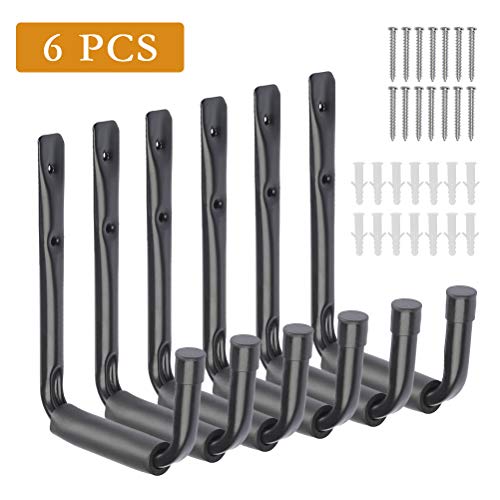 OFNMY 6pcs Heavy Duty Arm Garage Storage Utility Hooks Wall Mount Hanging Hooks Garage Organizer Hanger (12 pcs Screws and Anchors)