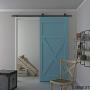 JUBEST Black Steel Sliding Barn Door Hardware Kit 6.6ft, for 36" Wide Door Panel Wood Single Door(T Style Hanger)