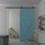 JUBEST Black Steel Sliding Barn Door Hardware Kit 6.6ft, for 36&quot Wide Door Panel Wood Single Door(T Style Hanger)