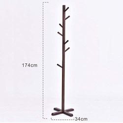 Bedroom Floor Solid Wooden Coat Rack Door Clothes Hanger Living Room Vertical Wooden Clothes Rack (Color : Walnut Color)
