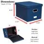 Internets Best Collapsible File Storage Organizer | Decorative Linen Filing & Storage Office Boxes | Letter/Legal | Navy | 1 Pack