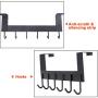 Door Hanger Hook- 6 Over Door Hooks, Over The Door Hook Hanger for Clothes Hat Coat, Bathroom Door Towel Hanger for Robes, Black