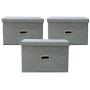 Ribens Collapsible Storage Bins with Lids Linen Fabric Foldable Storage Boxes Organizer Containers Baskets Cube [3-Pack] Home Bedroom Closet Office Nursery Toys (Grey, 14.5