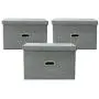 Ribens Collapsible Storage Bins with Lids Linen Fabric Foldable Storage Boxes Organizer Containers Baskets Cube [3-Pack] Home Bedroom Closet Office Nursery Toys (Grey, 14.5
