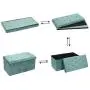 B FSOBEIIALEO Folding Storage Ottoman, Long Shoes Bench, Flannelette Footrest Stool Seat 31.5&quotx15.7&quotx15.7" (Teal, Large)