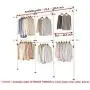 PRINCE HANGER PHUS-0072, 1-Touch Triple 2-Tier Adjustable, Heavy Duty 38mm-Diameter Vertical Pole Clothing Rack, White