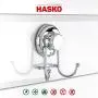 HASKO accessories - Powerful Vacuum Suction Cup Hook Holder - Organizer for Towel, Bathrobe and Loofah - Strong Stainless Steel Hooks for Bathroom & Kitchen, Towel Hanger Storage, Chrome (2 Pack) HASKO accessories - Powerful Vacuum Suction Cup Hook Holder - Organizer for Towel, Bathrobe and Loofah - Strong Stainless Steel Hooks for Bathroom & Kitchen, Towel Hanger Storage, Chrome (2 Pack)