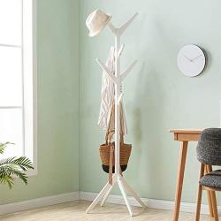 GFF Coat Rack Free Standing Wooden TreeShaped Display Coat Hat Rack Stand Hanger with 4 Tiers 8 Hooks and Solid Feet Hooder Entryway Bedroom for Clothes Scarves and Hats, White Color