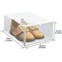 FIXSMITH Clear-Plastic-Shoe-Storage-Boxes-Foldable Shoe Containers 4 Pack,Stackable Shoe Cases w/White Frame,Back to School,Transparent Shoe Organizer Boxes for Closet,Shelf,Deck&More,Multi-Purpose.