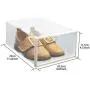 FIXSMITH Clear-Plastic-Shoe-Storage-Boxes-Foldable Shoe Containers 4 Pack,Stackable Shoe Cases w/White Frame,Back to School,Transparent Shoe Organizer Boxes for Closet,Shelf,Deck&More,Multi-Purpose.