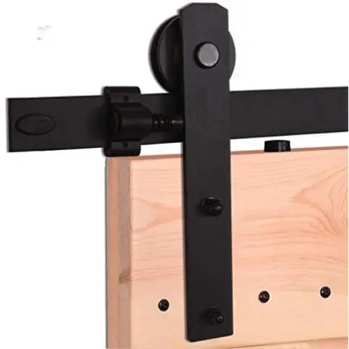CCJH 6.6FT New Shape Hanger Heavy Duty Sturdy Sliding Barn Door Hardware Kit for Single Wood Door (Pre-drilled Hole‘s Spacer is 16 inch) CCJH 6.6FT New Shape Hanger Heavy Duty Sturdy Sliding Barn Door Hardware Kit for Single Wood Door (Pre-drilled Hole‘s Spacer is 16 inch)