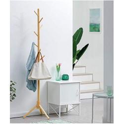 TD Simple Solid Wood Floor Coat Rack, Child Fashion Clothes Hanger, Living Room Bedroom Hangers Bag Rack (Color : B Wood Color)
