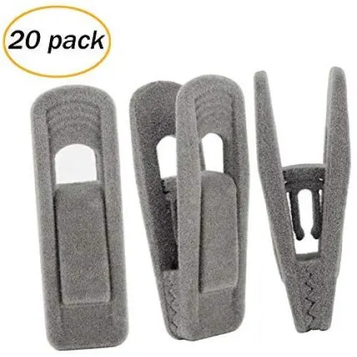 Velvet Hangers Clips 20 Pack, Grey Pants Hangers Velvet Clips, Strong Finger Flocked Clips Perfect for Thin Clothes Velvet Hangers Velvet Hangers Clips 20 Pack, Grey Pants Hangers Velvet Clips, Strong Finger Flocked Clips Perfect for Thin Clothes Velvet Hangers