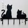 Valensha Towel Rack, Hand Towel Ring Towel Bar Holder Cat Design Metal Wall Mounted Hooks Hat Coat Clothes Storage Door Hanger Decor Black