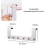 ABBD Stainless Steel Coat Rack Over The Door Hanger with 6 Hooks, Modern Brushed Coat Rack Hooks Wall Mounted, Door Clothes Hanger for Living Room, Cloakroom, Bathroom-A