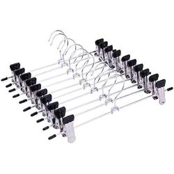 Cabilock Clothes Hanger 10pcs Non-Slip Stainless Steel Hangers Drying Clothes Hanger with Clips for Coat Trouser Pants (Black)