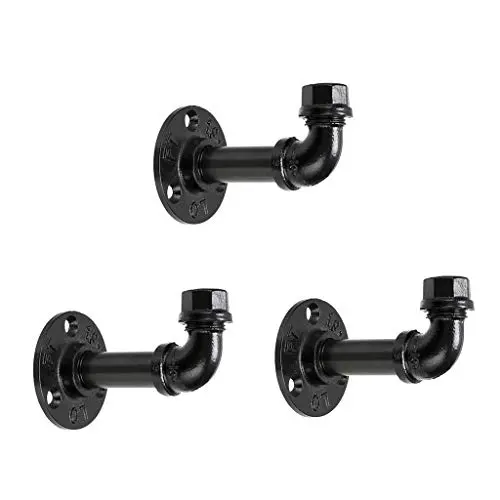 Sumnacon 3 Pcs Industrial Pipe Coat Hook Racks - Heavy Duty Rustic Clothes Towel Holder Hanger, Wall Mounted With Hardware For Home, Office, Electroplated Black Finish