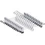 Amber Home Heavy Duty Chrome Metal Add on Hanger Stackable Hanger Multi Pants Clothes Hanger with Clips Set of 12