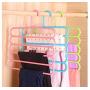 Junson Suit Hanger Multifunctional Five-Layer Pants Rack Drying Rack Candy Color Plastic Tie Storage Rack(Blue) Clothes Hanger