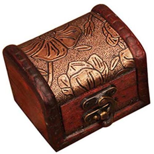 SUNyongsh Wood Handmade Lock Boxes Storage Organizer Jewelry Bracelet Pearl Case Gift Handmade Wooden Brass Clad Jewelry