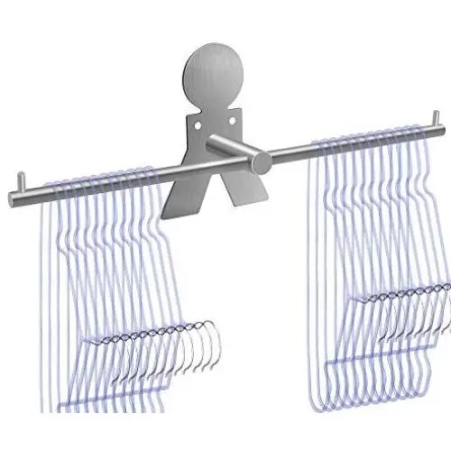 Amytalk Clothes Hangers Storage Stacker Rack Holder Organizer, Wall Mounted, Adhesive or Drilling Installation, 304 Stainless Steel (1 Layer)