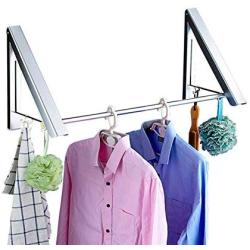 ZYH-Shelf Retractable Clothes Rack, Wall Mounted Folding Clothes Hanger Drying Rack for Laundry Room Closet Storage Organization