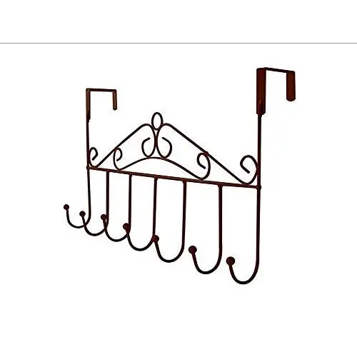 Hooks Over The Door Hook Organizer Rack Hanging, 7 Hooks, Over Door Storage Rack ? Organizer Hooks for Coats, Hats, Robes, Clothes or Towels (Copper)
