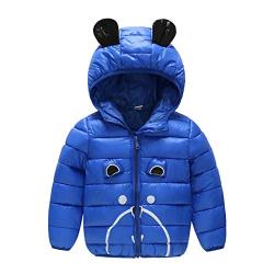 Baby Coat,Toddler Toddler Baby Boys Girls Winter Cartoon Windproof Coat Hooded Warm Outwear Jacket (Blue, 12-18 Months)