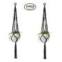 Anivia Plant Hanger Hanging Planter Basket Black Macrame Cotton Rope for Indoor Outdoor Decorations (2 Pack)