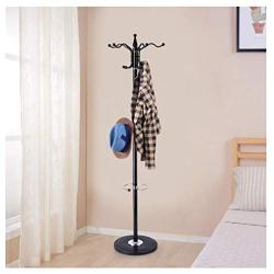 Aviat Coat Rack Free Standing Metal Holder 15 Hooks,Silica Gel Base&Easy Assembly&Sturdy,Hallway/Entryway Coat Hanger Stand Storage Shelf for Clothes, Suits,Shoes,Bag Scarf [Ship from USA] (Black)