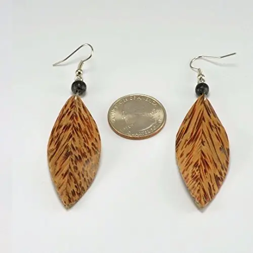 Feather Earrings ? Hanger Earrings - Coconut Wood Feather Earrings ? Hanger Earrings - Coconut Wood