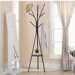 COAT RACK Vertical Metal Branch Shape with Small Disc Clothes Hanger (Color : Black)