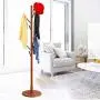 Coat Rack, Wooden Classic Vintage Floor Free Standing Multi-Layer Round Base Hanger Multi-Function Garment Hats Stand Cloth Shelf with 8 Hook for Home, Office, Entryway, Bedroom (Coffee)