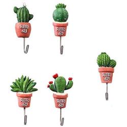 Chiloskit 5pcs 4" Stainless Steel Scculent Plants Hook Creative Cactus Kitchen Wall Door Hanger Sundries Cute Hooks Clothes Hangers